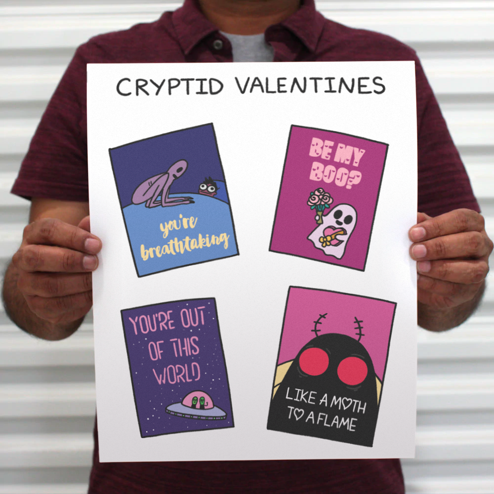 &quot;Cryptid Valentines&quot; Print