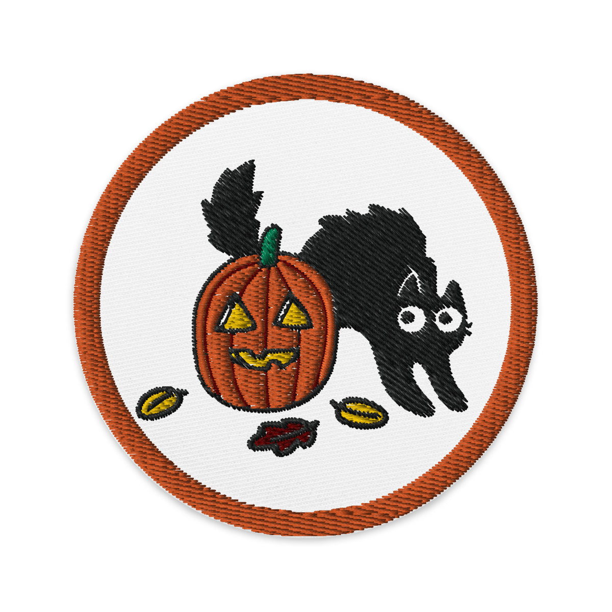 Black Cat &amp; Pumpkin Badge White Background